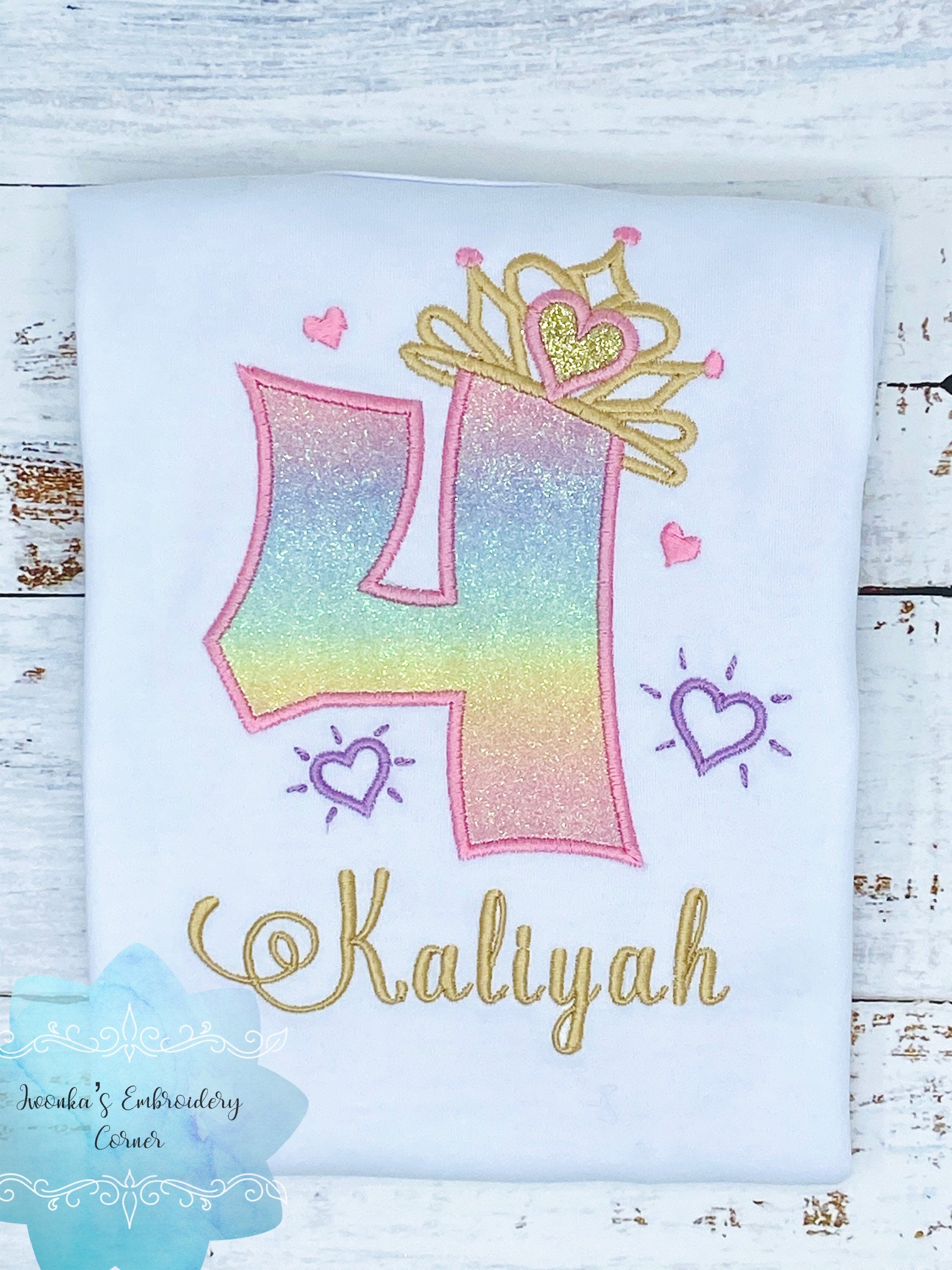 5th Birthday Shirt for Girl, Princess Birthday Shirt, Number with Crown Birthday Shirt, Girls 4th Birthday Shirt, Princess Birthday Party
