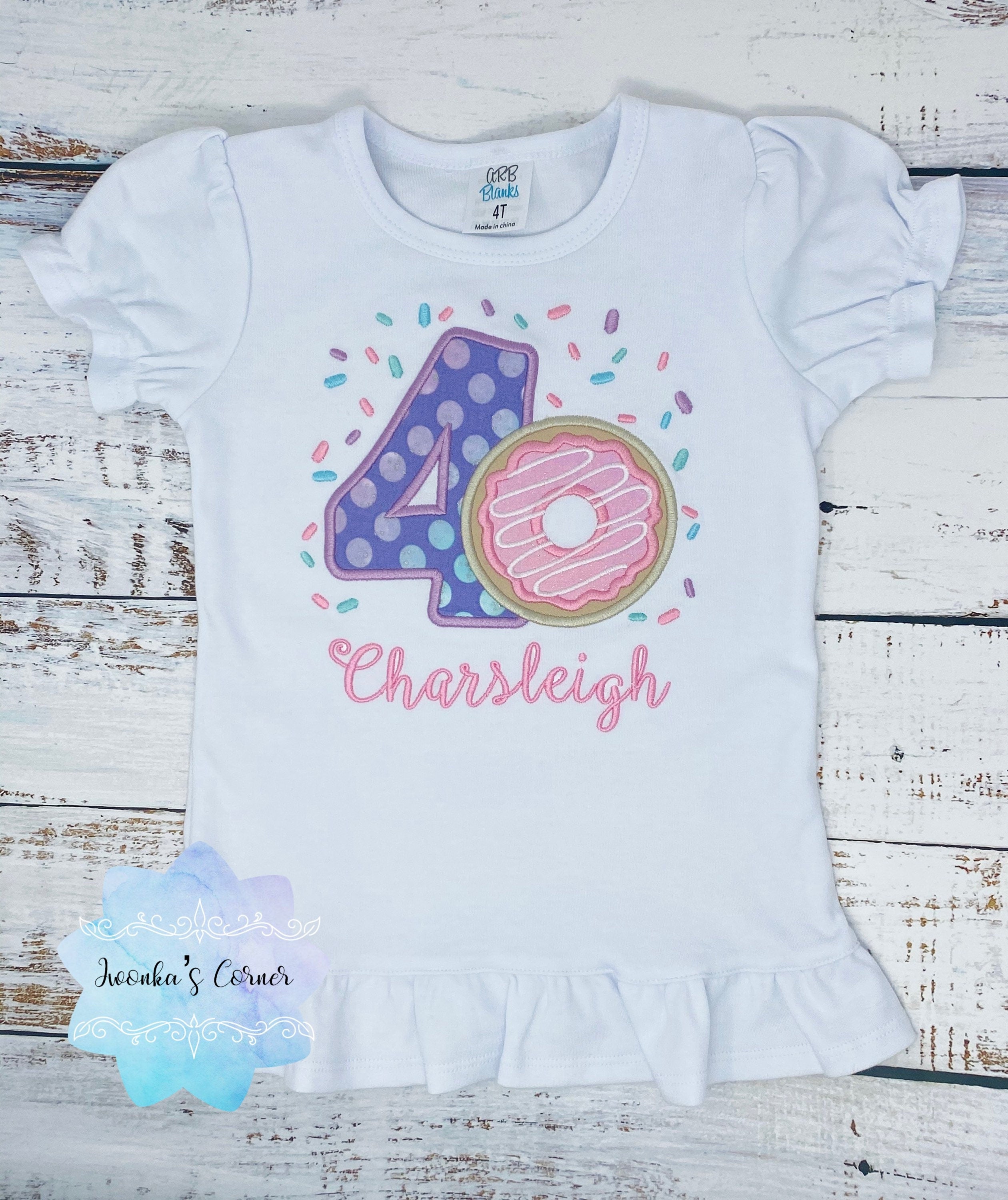 4th birthday girl birthday with donut, Sweet birthday party