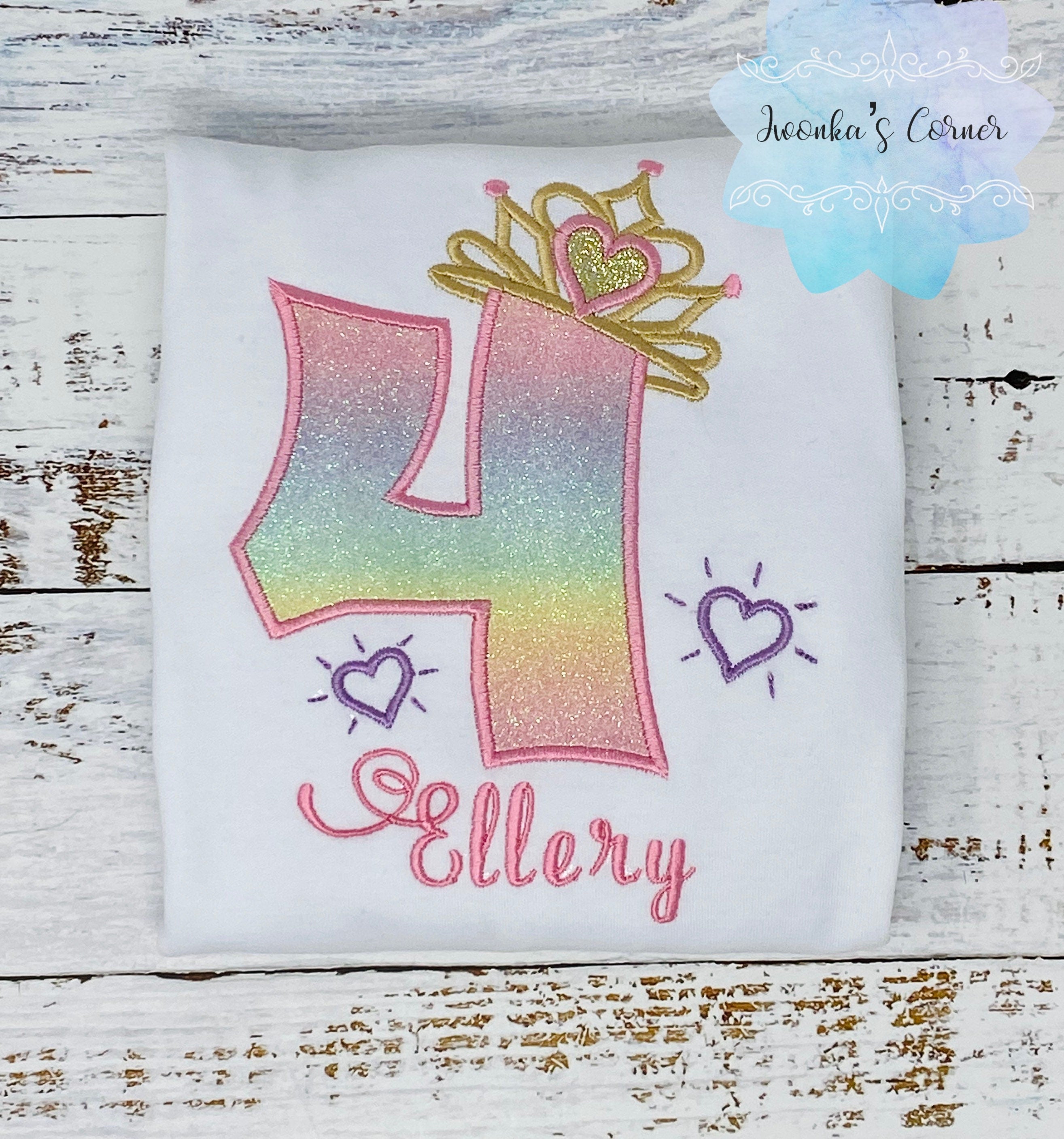 Princess Tiara birthday shirt for a girl, 4th birthday shirt, Princess birthday outfit