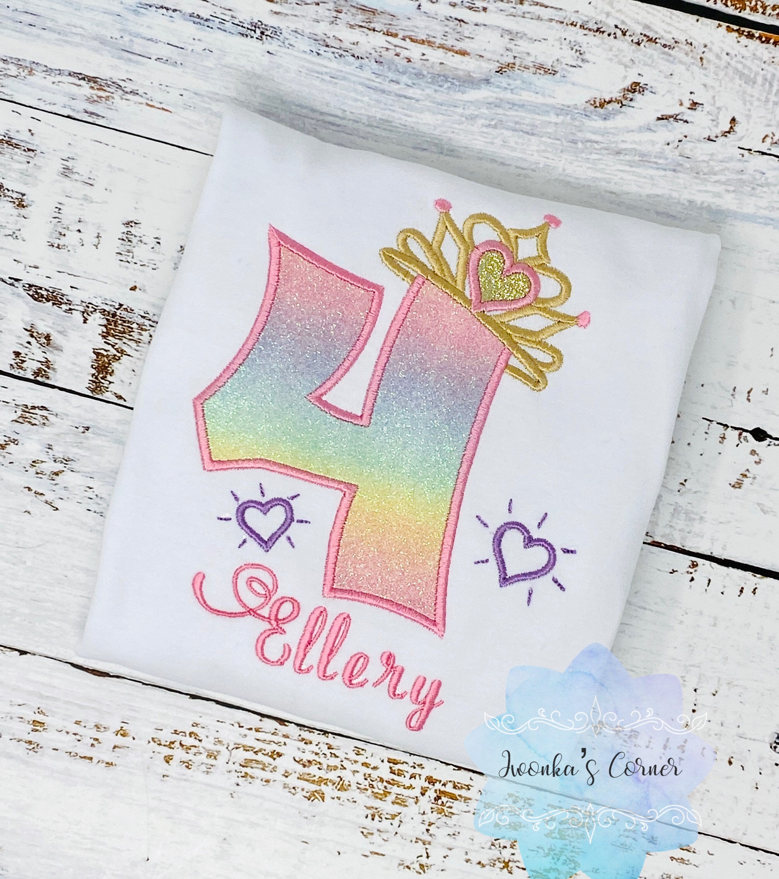 Princess Tiara birthday shirt for a girl, 4th birthday shirt, Princess birthday outfit