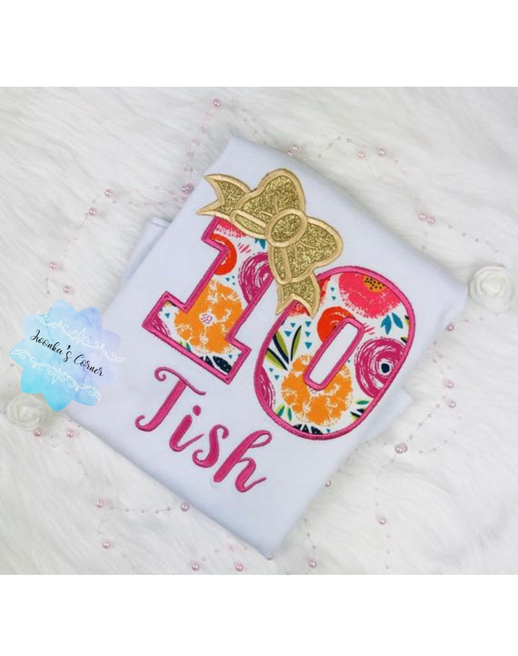 Girl shirt with number and bow, Birthday Outfit, Personalized Embroidery Shirt 5th, 3rd, 4th Birthday shirt, Floral birthday gift