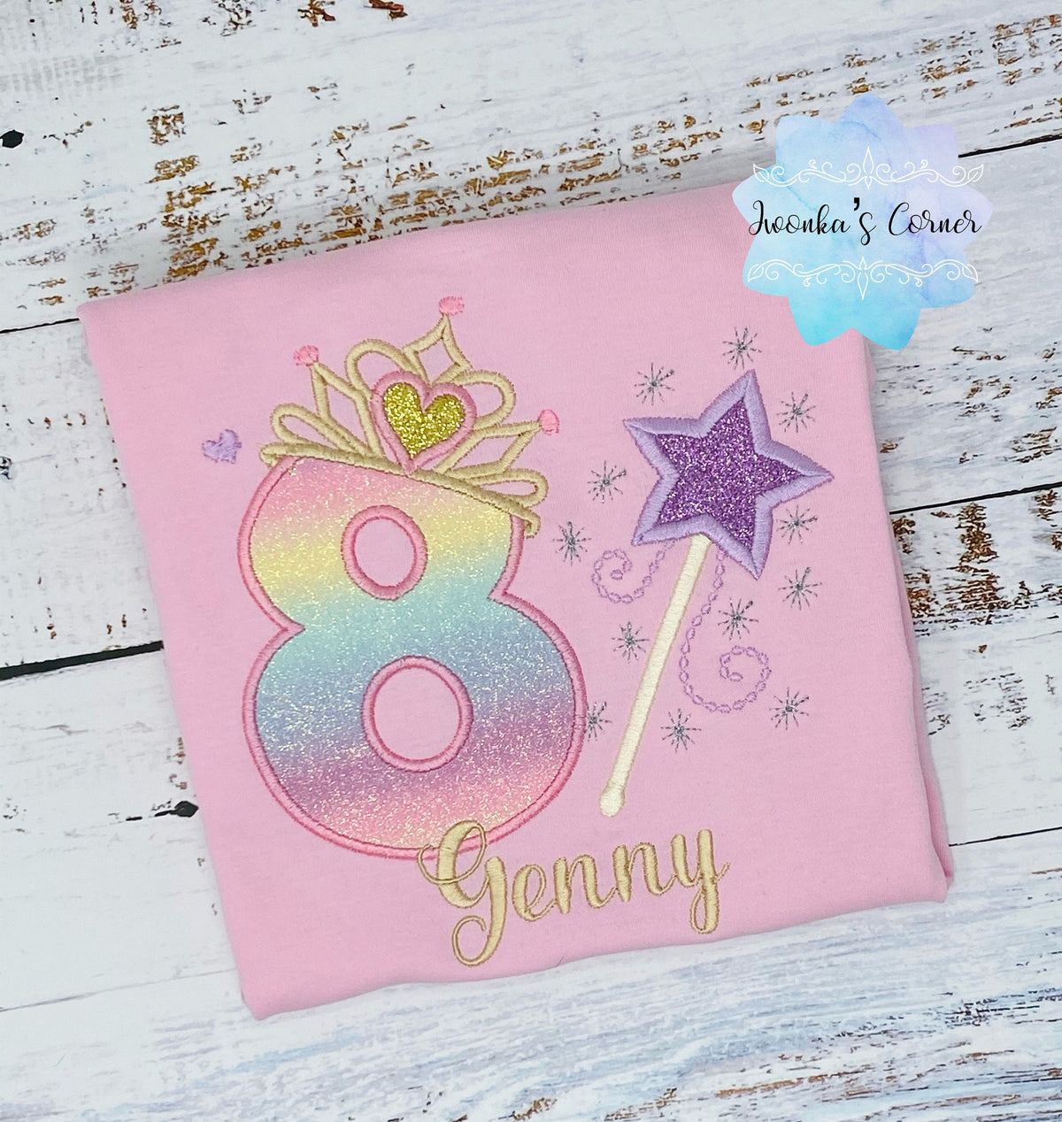 8th birthday Princess birthday shirt, Girl shirt with princess tiara and magic wand, Princess birthday outfit, Birthday shirt 2nd 3rd 4th