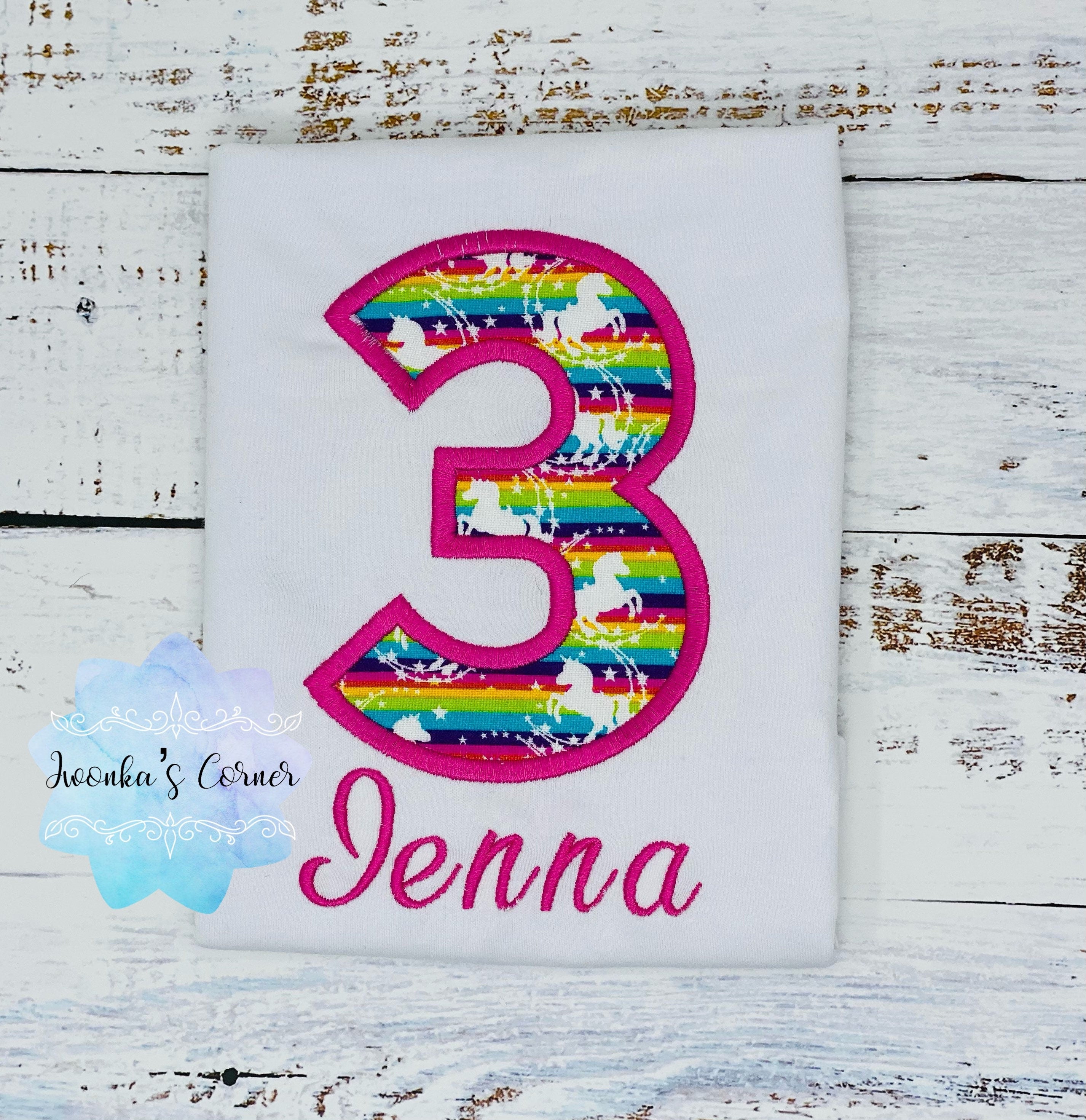 Unicorn theme girl birthday shirt, Unicorn birthday shirt, 3rd birthday unicorn shirt, Girl shirt with pink unicorn