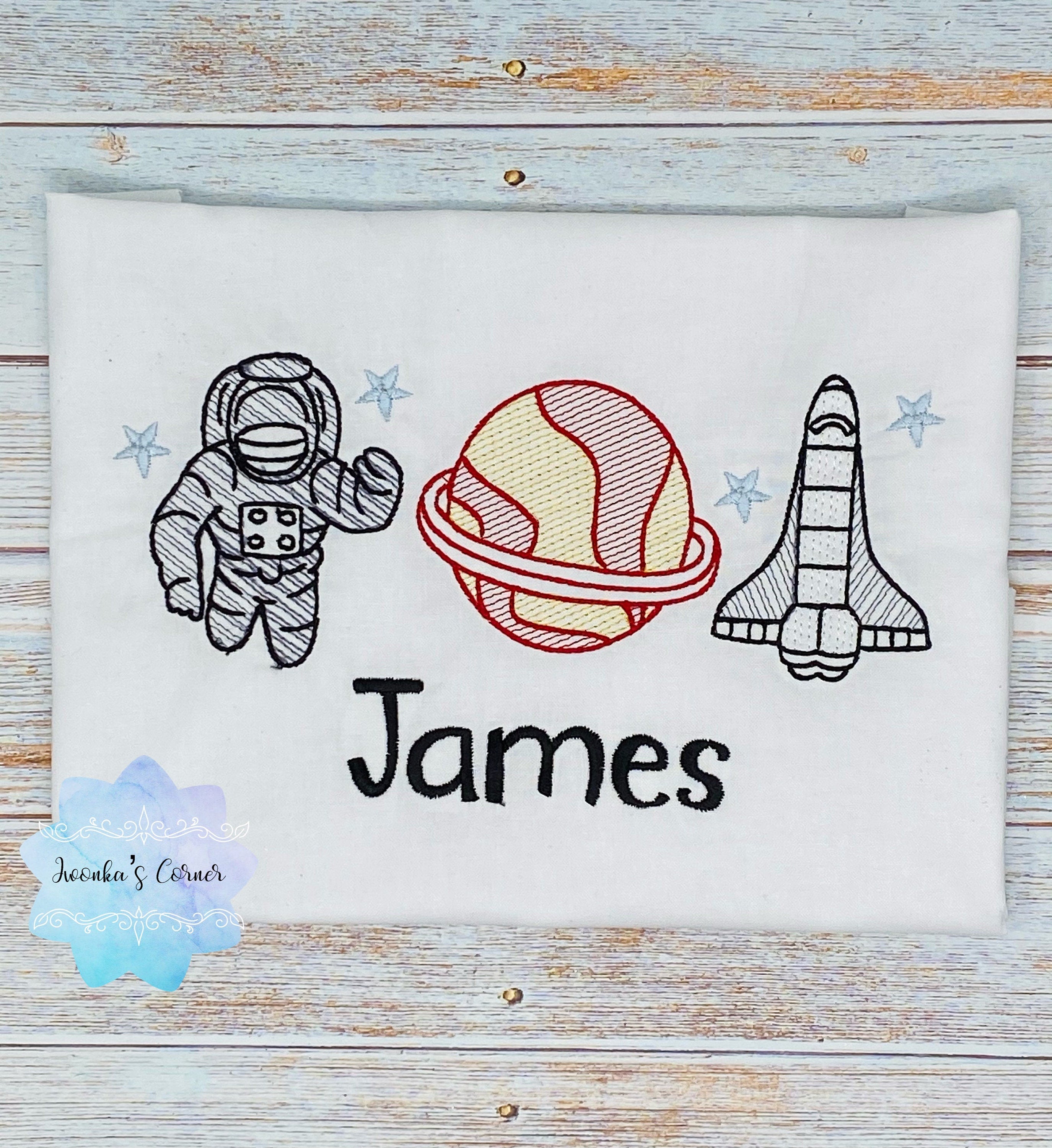 Boy shirt with astronaut, Saturn and rocket, Boy or girl shirt with rocket-planet-astronaut