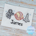 Boy shirt with astronaut, Saturn and rocket, Boy or girl shirt with rocket-planet-astronaut