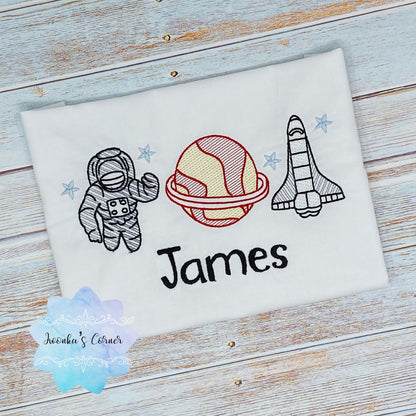 Boy shirt with astronaut, Saturn and rocket, Boy or girl shirt with rocket-planet-astronaut