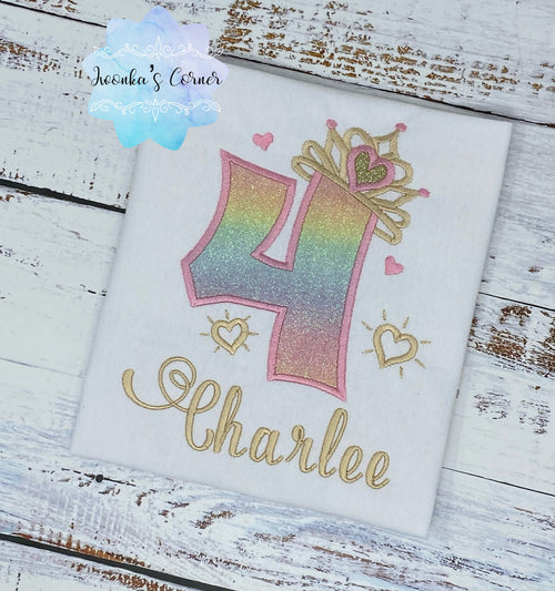 4th Birthday Princess Shirt, Princess Crown Birthday Shirt, Princess Birthday Girl Shirt, Birthday Princess Shirt, Number With Tiara