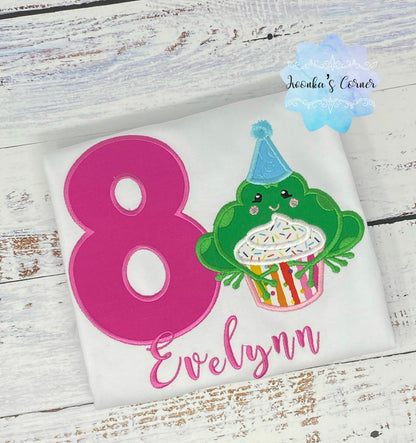 8th Birthday Shirt for a Girl with frog, Shirt with frog, Any age, Shirt with green frog