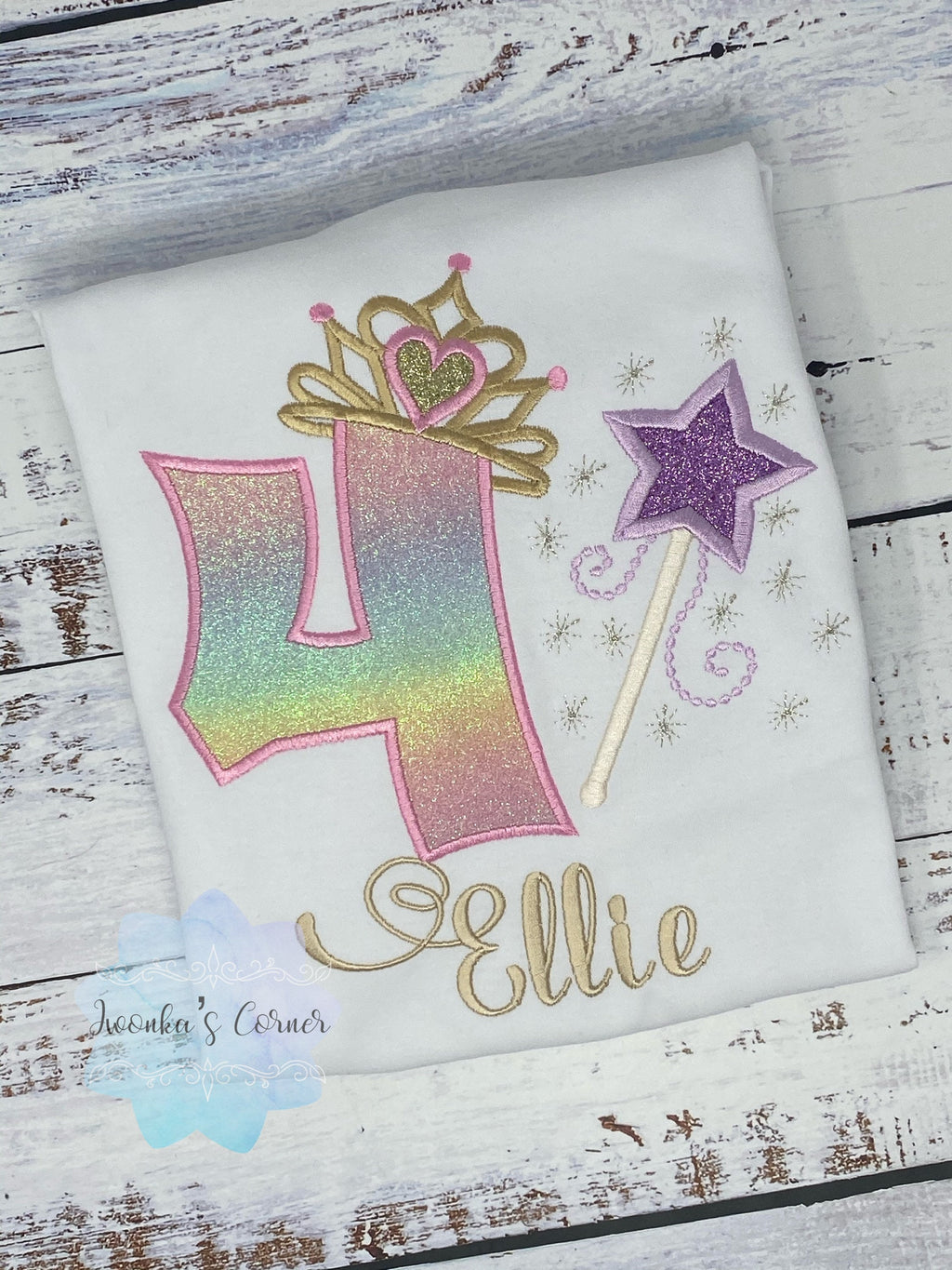 4th birthday Princess birthday shirt, Girl shirt with princess tiara and magic wand, Princess birthday outfit, Birthday shirt 2nd 3rd 5th