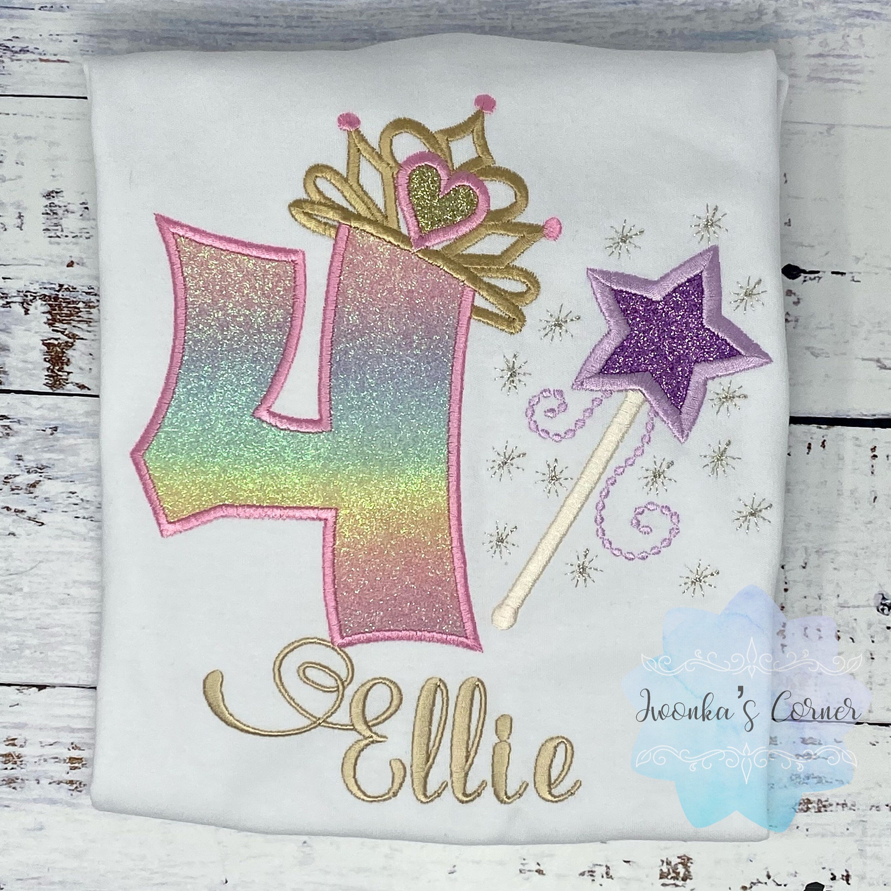 4th birthday Princess birthday shirt, Girl shirt with princess tiara and magic wand, Princess birthday outfit, Birthday shirt 2nd 3rd 5th