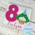 8th Birthday Shirt for a Girl with frog, Shirt with frog, Any age, Shirt with green frog