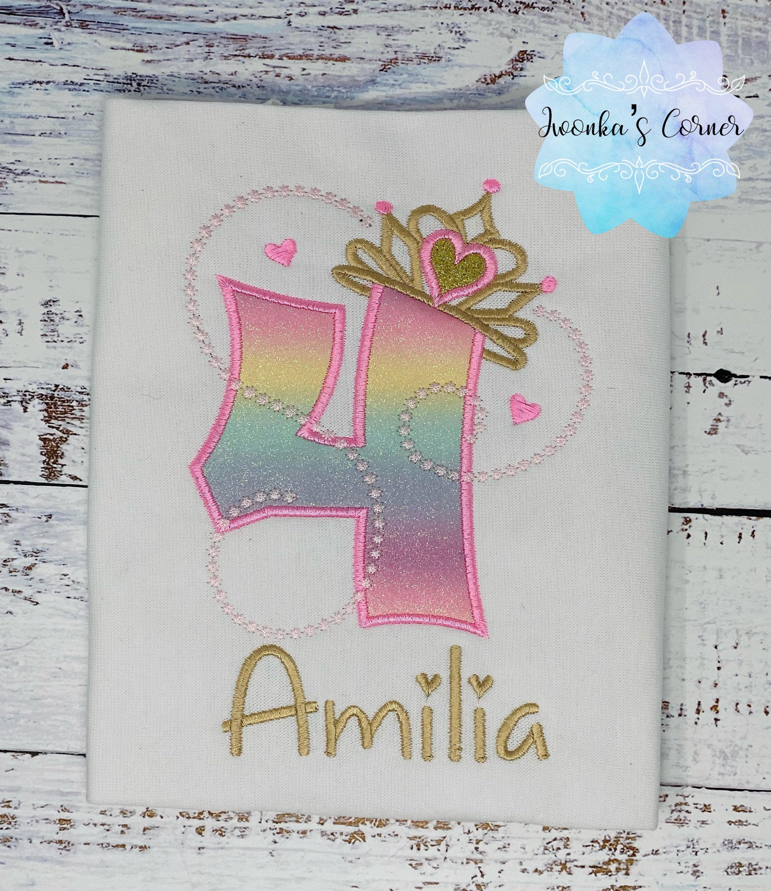 4th Birthday Shirt for Girl, Princess Birthday Shirt, Number with Crown Birthday Shirt, Girls 4th Birthday Shirt, Princess Birthday Party