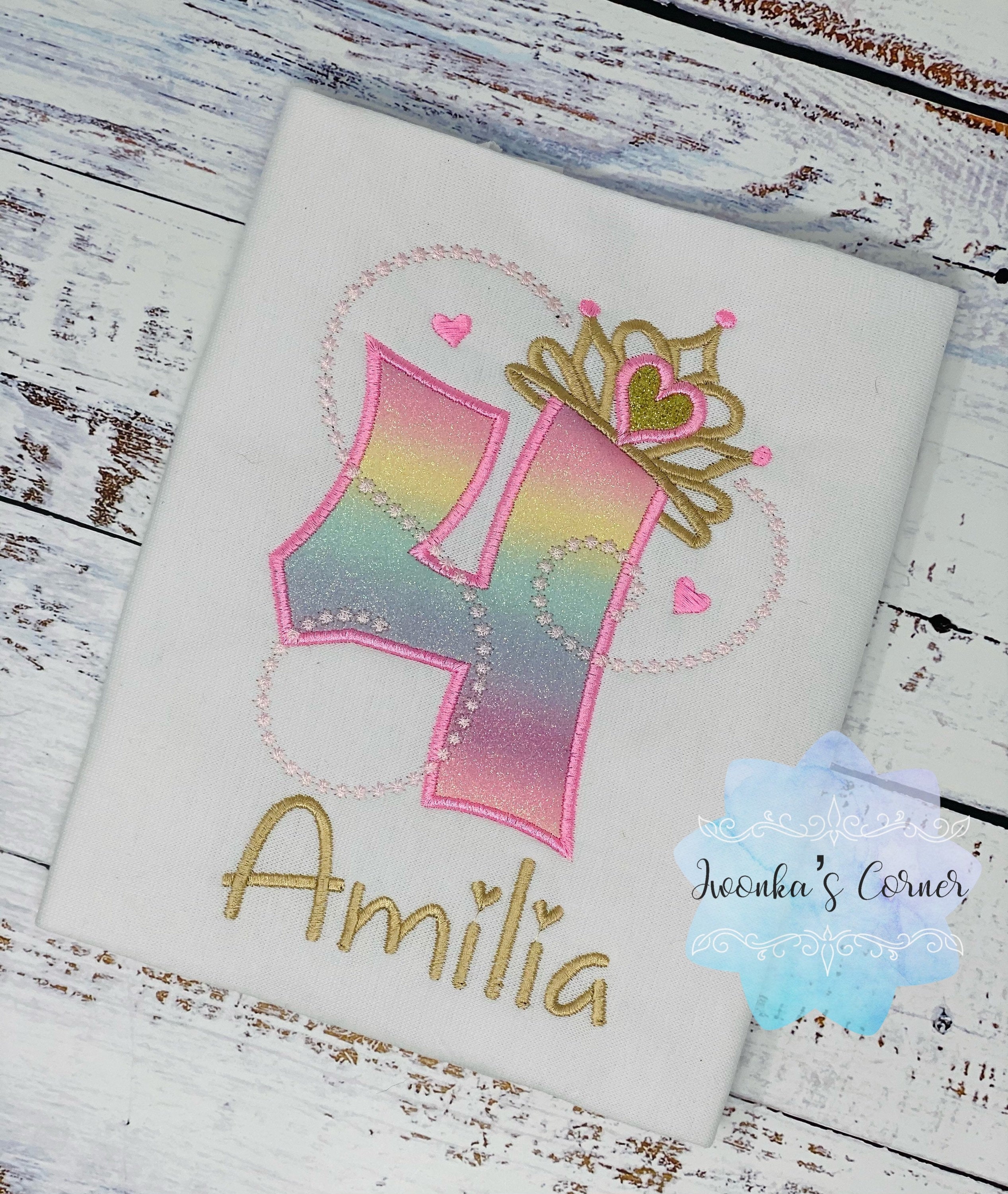 4th Birthday Shirt for Girl, Princess Birthday Shirt, Number with Crown Birthday Shirt, Girls 4th Birthday Shirt, Princess Birthday Party