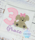Girl 3rd Puppy Birthday Shirt, Dog Birthday Shirt, Fluffy Puppy Embroidery shirt