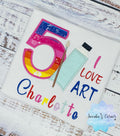 Girl 5th Birthday Shirt, I love art Birthday Embroidery Shirt, Shirt with Brush and Paint, Kids Birthday Art Paint shirt