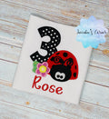 Girl 3rd Birthday Lady Outfit - Ladybug Third Birthday - Ladybug Embroidery Shirt - Ladybug Outfit - 1st 2nd 4th Birthday Ladybug Shirt
