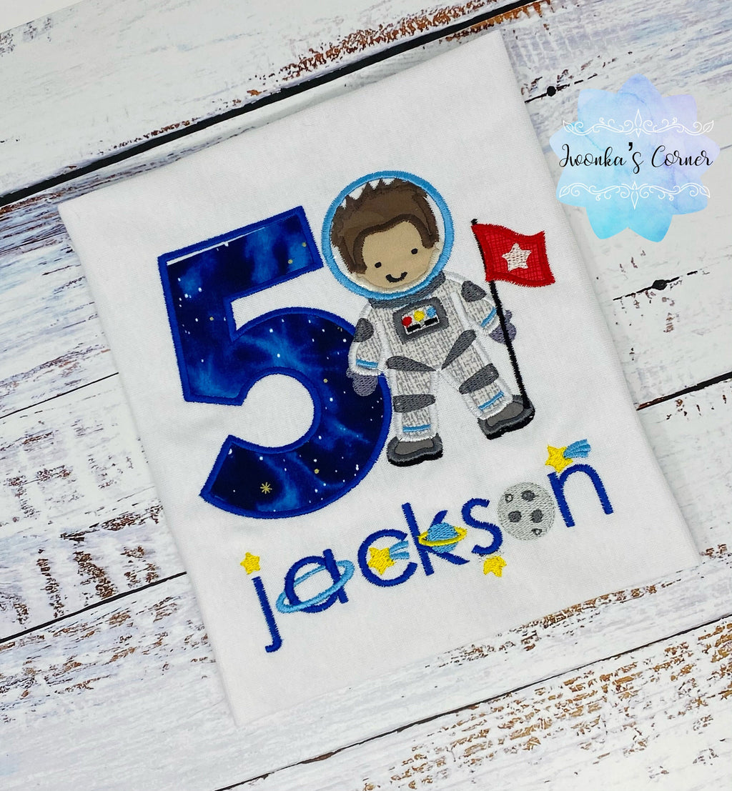 Boy Astronaut Shirt, Astronaut Birthday Party, 2nd Astronaut Birthday, Applique Space Ship, Astronaut Boy Birthday T-Shirt