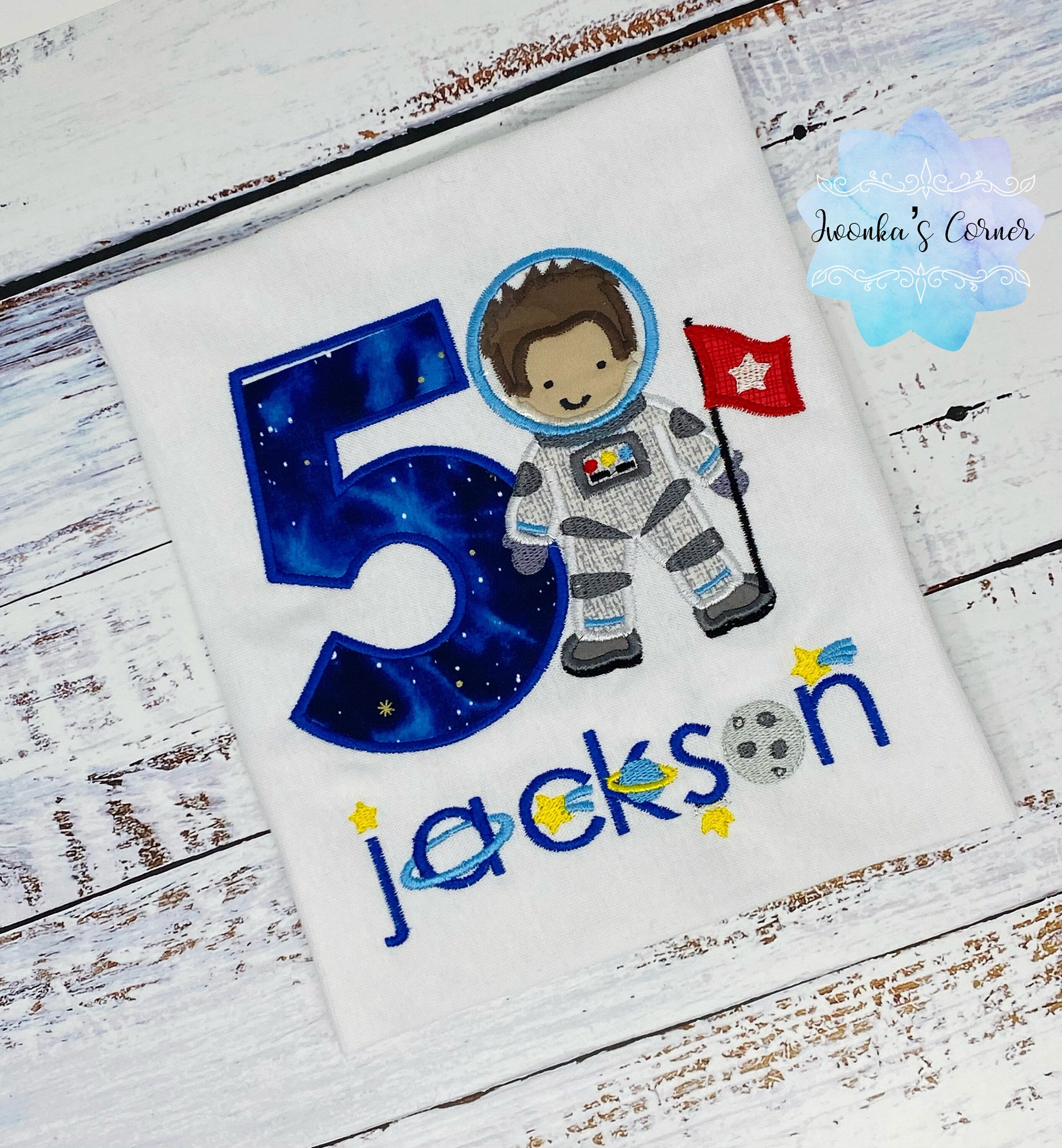 Boy Astronaut Shirt, Astronaut Birthday Party, 2nd Astronaut Birthday, Applique Space Ship, Astronaut Boy Birthday T-Shirt
