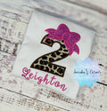Girl cheetah birthday number shirt, Pink bow cheetah print birthday outfit, Girl 3rd birthday outfit, Leopard print