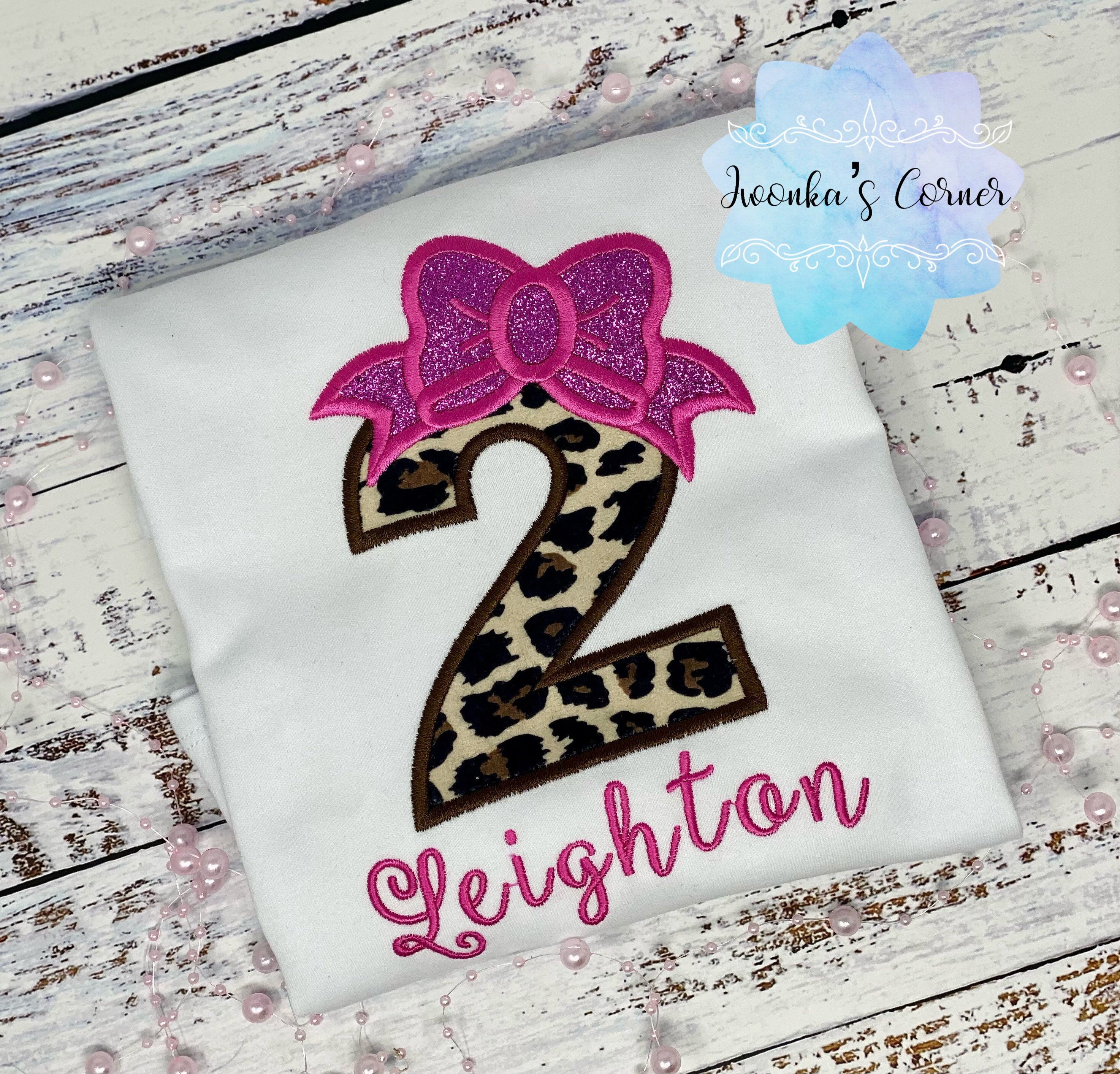 Girl cheetah birthday number shirt, Pink bow cheetah print birthday outfit, Girl 3rd birthday outfit, Leopard print