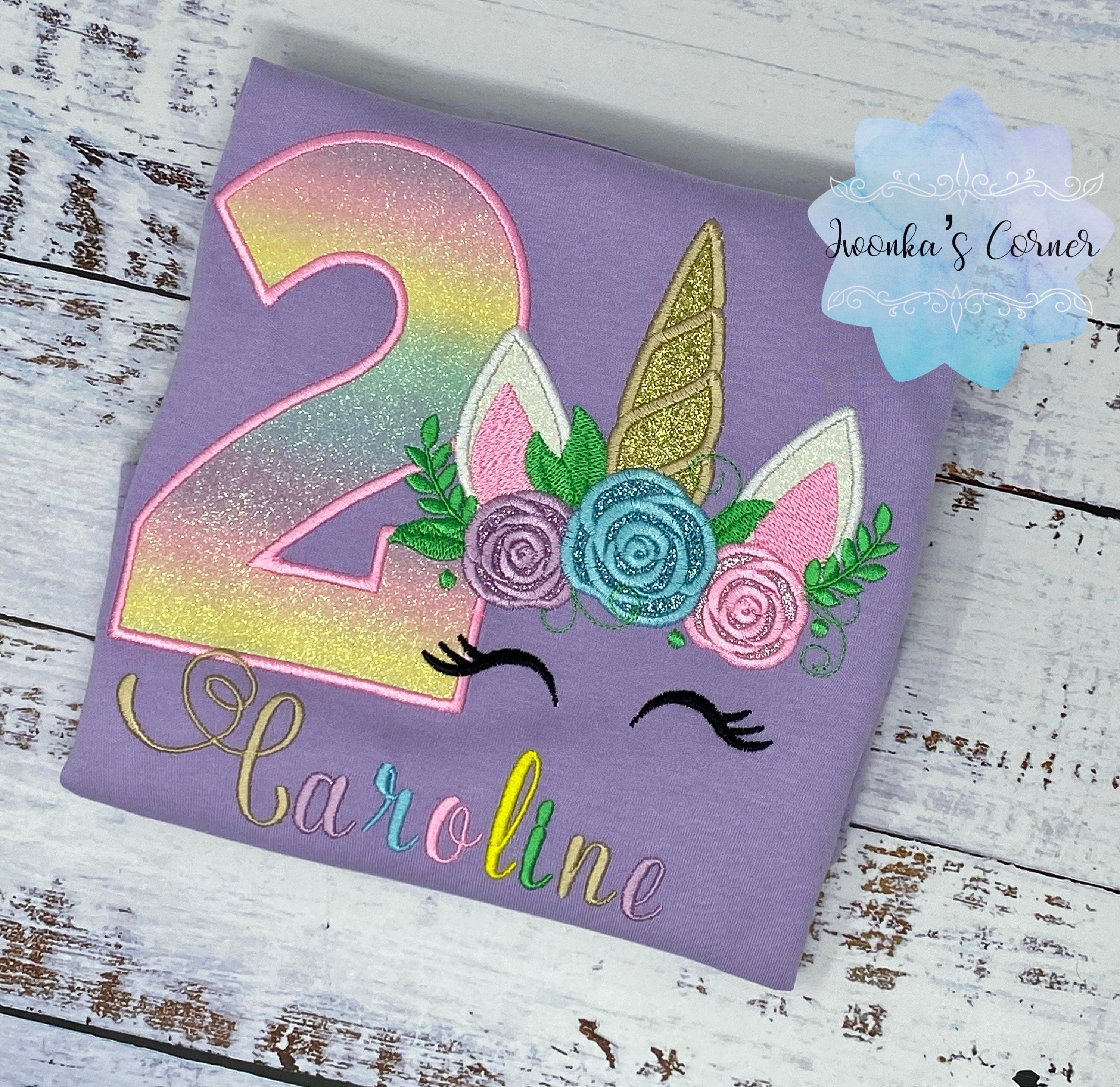 Girl 8th birthday unicorn shirt, Rainbow unicorn shirt for a girl, Unicorn party outfit , Sparkly embroidery unicorn, Custom embroidered uni