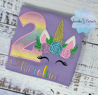 Girl 8th birthday unicorn shirt, Rainbow unicorn shirt for a girl, Unicorn party outfit , Sparkly embroidery unicorn, Custom embroidered uni