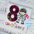 Girl Astronaut Shirt, Astronaut Birthday Party, 8th Astronaut T-shirt, Applique Space Ship, Astronaut Girl Birthday T-Shirt, 4th 5th 6th