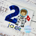 Boy Astronaut Shirt, Astronaut Birthday Party, 2nd Astronaut Birthday, Applique Space Ship, Astronaut Boy Birthday T-Shirt