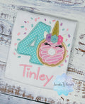 Girl 4th Birthday Unicorn Donut Shirt With Name, 3rd 5th, 6tBirthday Donut Shirt, Birthday Shirt with Donut, Donut Party, Sweet four