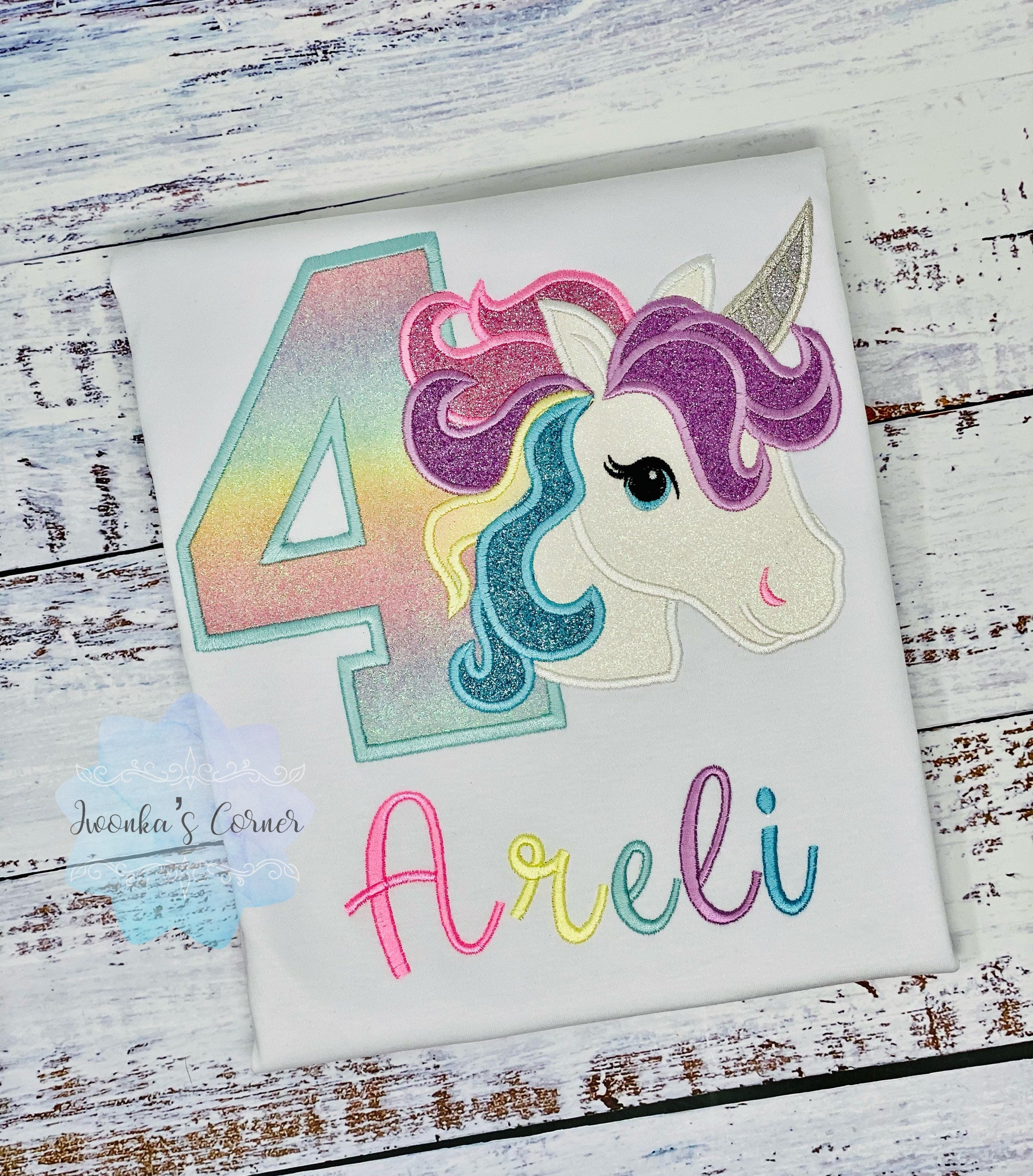 Girl 4th Pastel Unicorn Birthday Outfit, 4th Birthday Rainbow Pastel Unicorn Shirt, Unicorn birthday, Rainbow Unicorn outfit, Unicorn gift