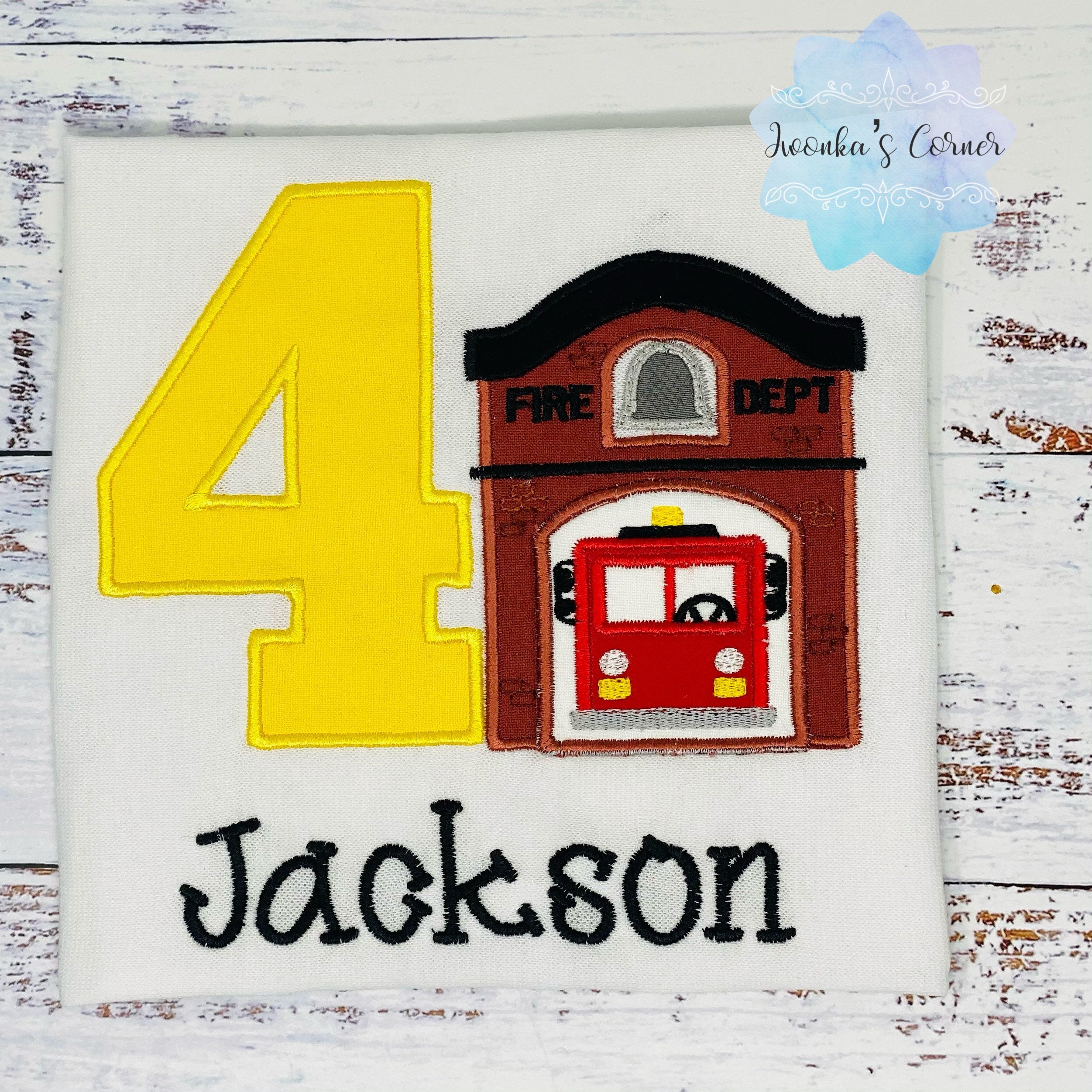 Personalized Boy 4th Firefighters Fire station, Boy Fire Man Birthday Party, Truck Engine