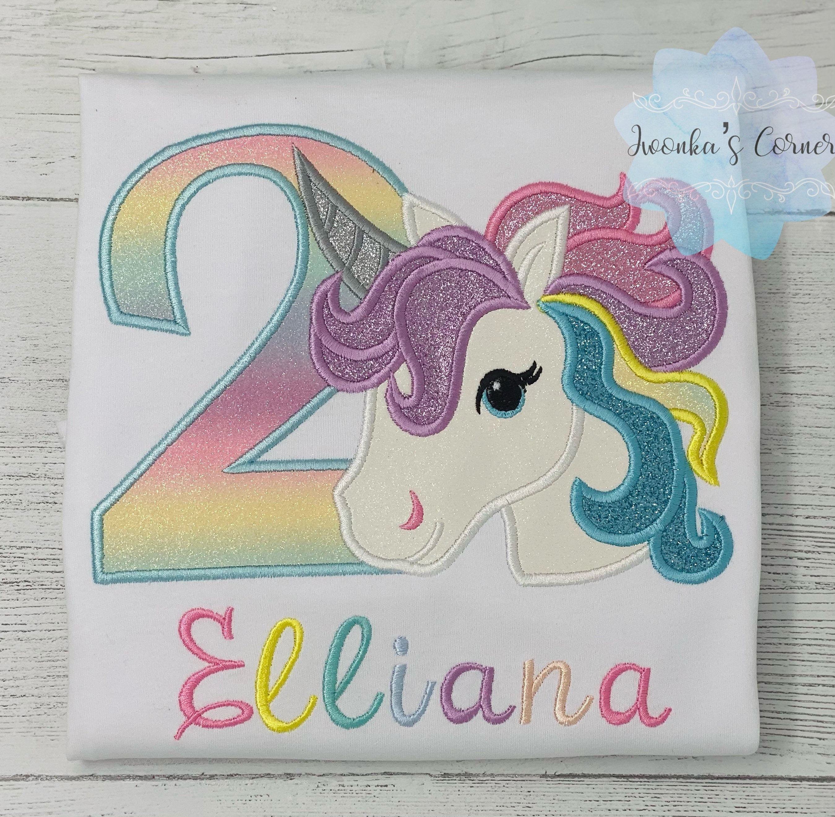 Girl Rainbow Pastel Unicorn Birthday Outfit, 3rd Birthday Pastel Unicorn Shirt, Unicorn birthday, Rainbow Unicorn outfit, Unicorn embroidery
