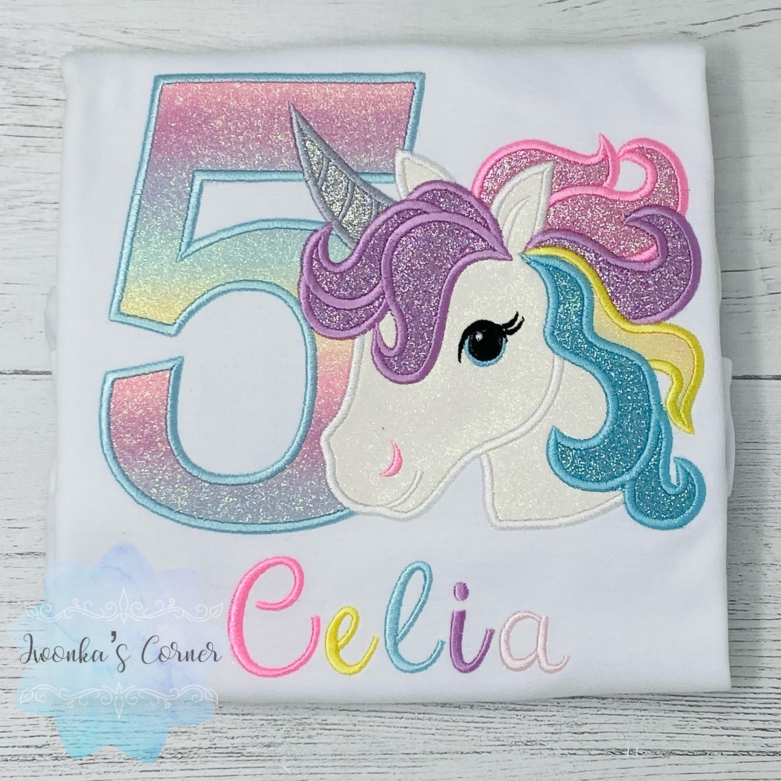 Girl Rainbow Pastel Unicorn Birthday Outfit, 2nd Birthday Pastel Unicorn Shirt, Unicorn birthday, Rainbow Unicorn outfit, Unicorn embroidery