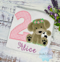 Girl 2nd Birthday Shirt, Embroidered Puppy with Soccer Ball, Birthday Shirt With Girl Dog, Dog Birthday Shirt, Fluffy Puppy Embroidery