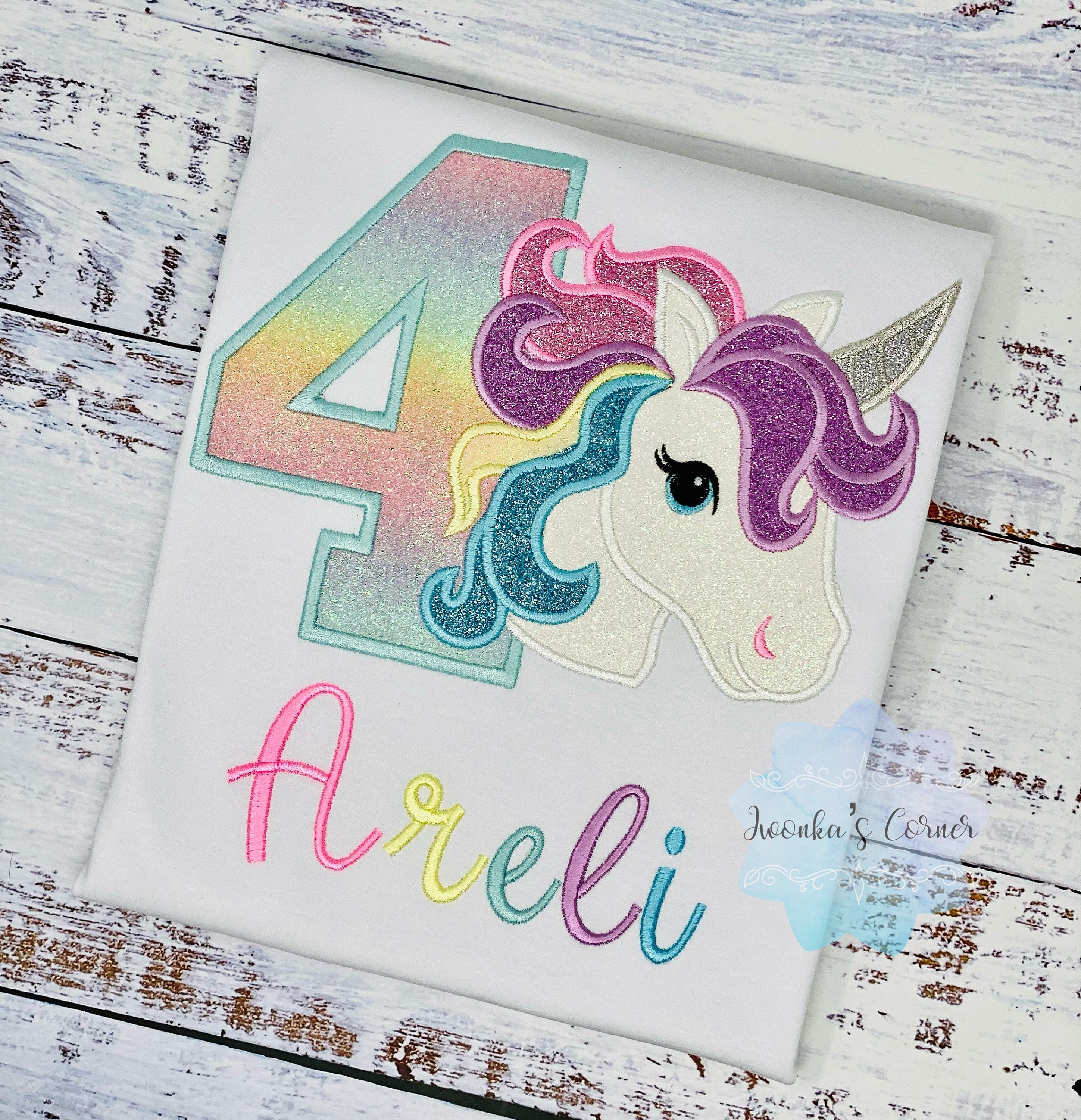 Girl Birthday shirt,Unicorn Birthday Outfit, 1st Birthday Pastel Unicorn Shirt, Unicorn birthday, Rainbow Unicorn outfit, Unicorn embroidery