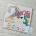 Girl Rainbow Pastel Unicorn Birthday Outfit, 2nd Birthday Pastel Unicorn Shirt, Unicorn birthday, Rainbow Unicorn outfit, Unicorn embroidery
