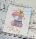 2nd 3rd, 5th Birthday Girl Outfit, Princess Birthday Shirt, Pink Gold Number with Crown, Tiara Shirt, Tutu Skirt Princess Birthday
