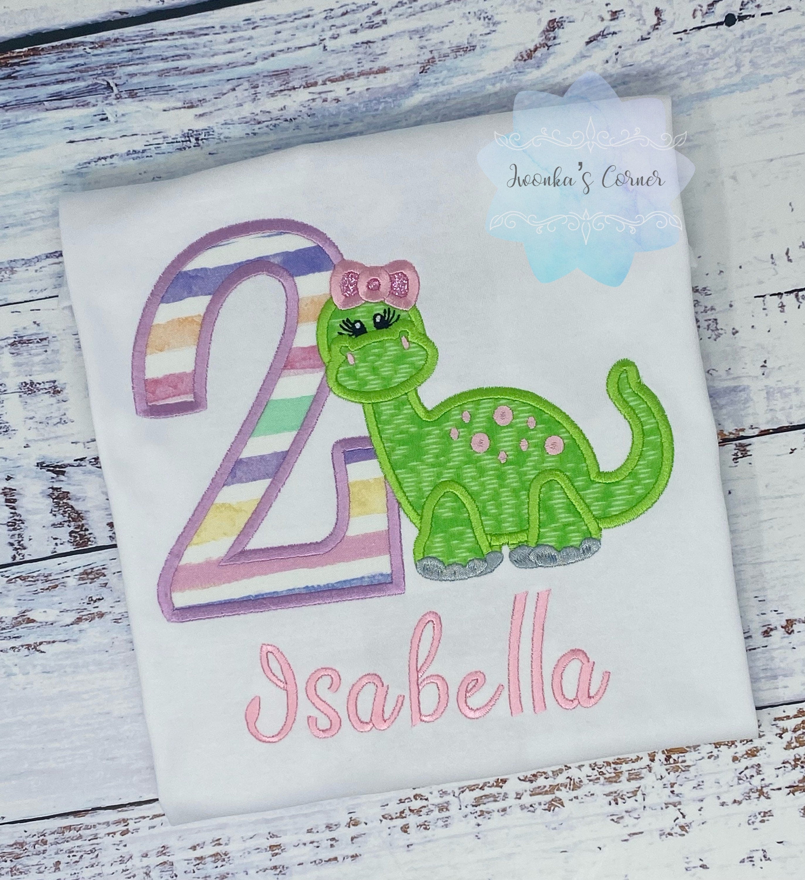 Girl 2nd Dinosaur Birthday Shirt, Dinosaur Birthday Party, Pastel Number Green Dinosaur Toddler Shirt, Cute Dino Girl, Dinosaur Theme