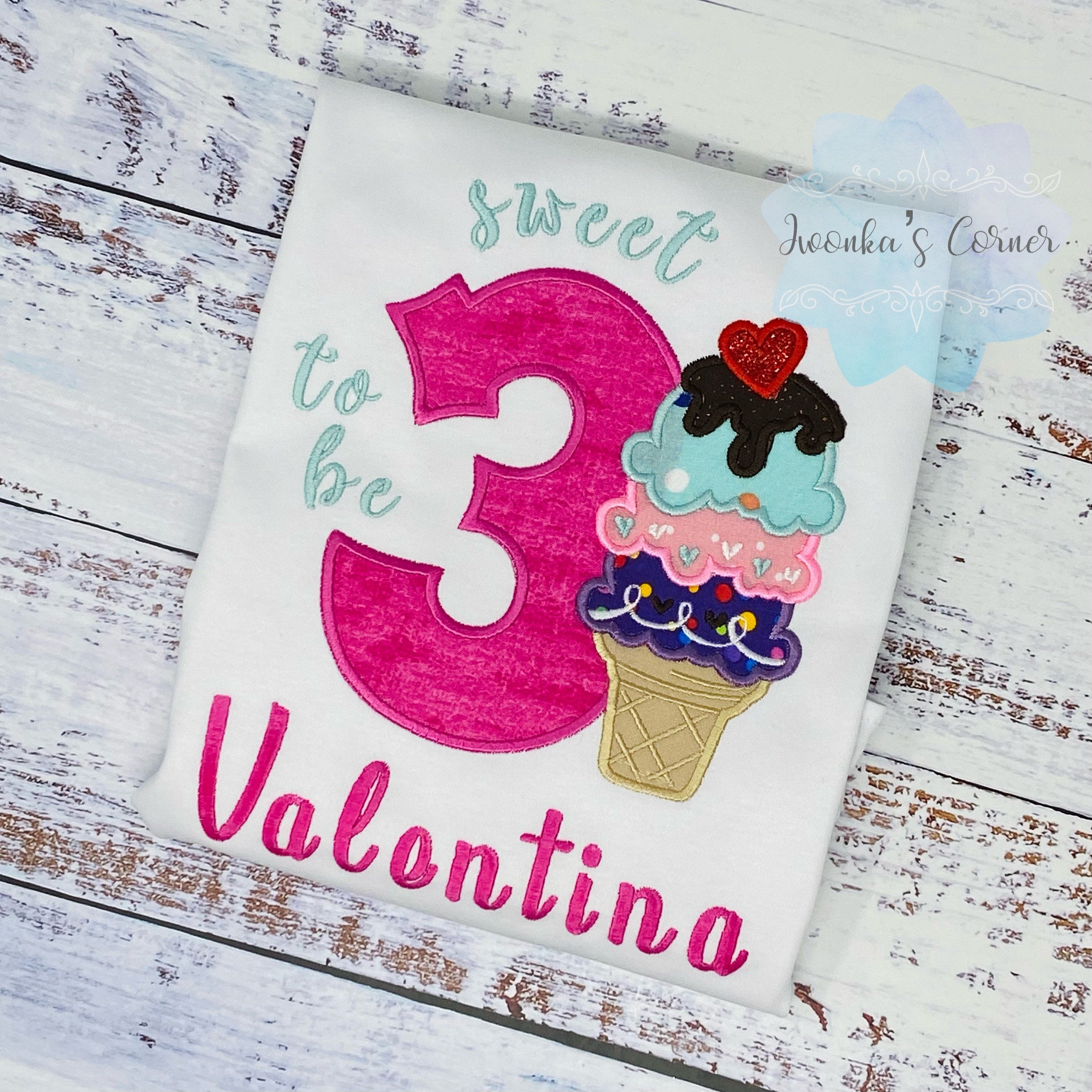 Girl 7rd Birthday Ice cream Birthday Shirt, Ice cream Party Outfit, Summer Birthday, Ice Cream, Sweet Birthday