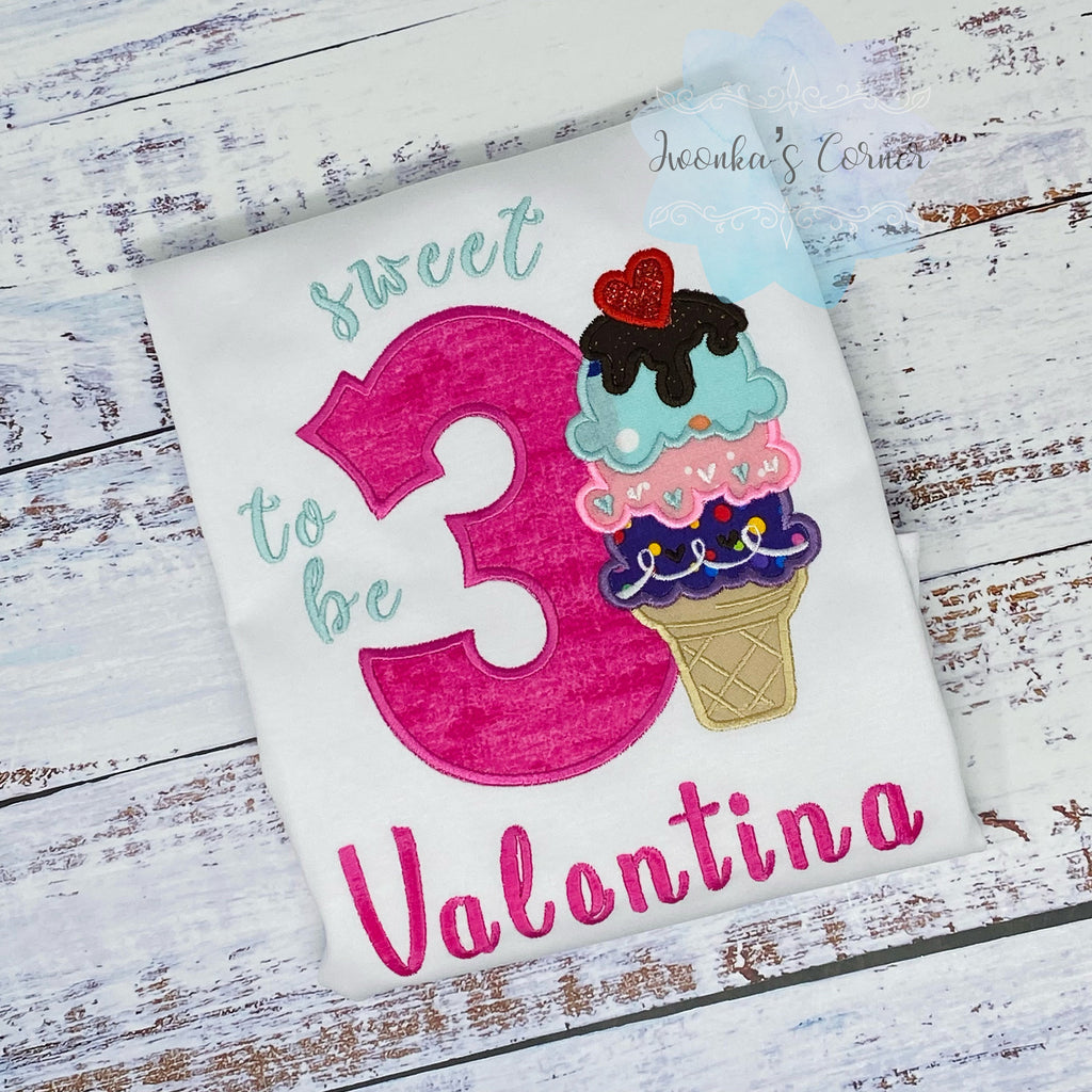 Girl 3rd Birthday Ice cream Birthday Shirt, Ice cream Party Outfit, Summer Birthday, Ice Cream