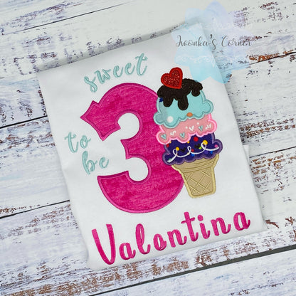 Girl 3rd Birthday Ice cream Birthday Shirt, Ice cream Party Outfit, Summer Birthday, Ice Cream