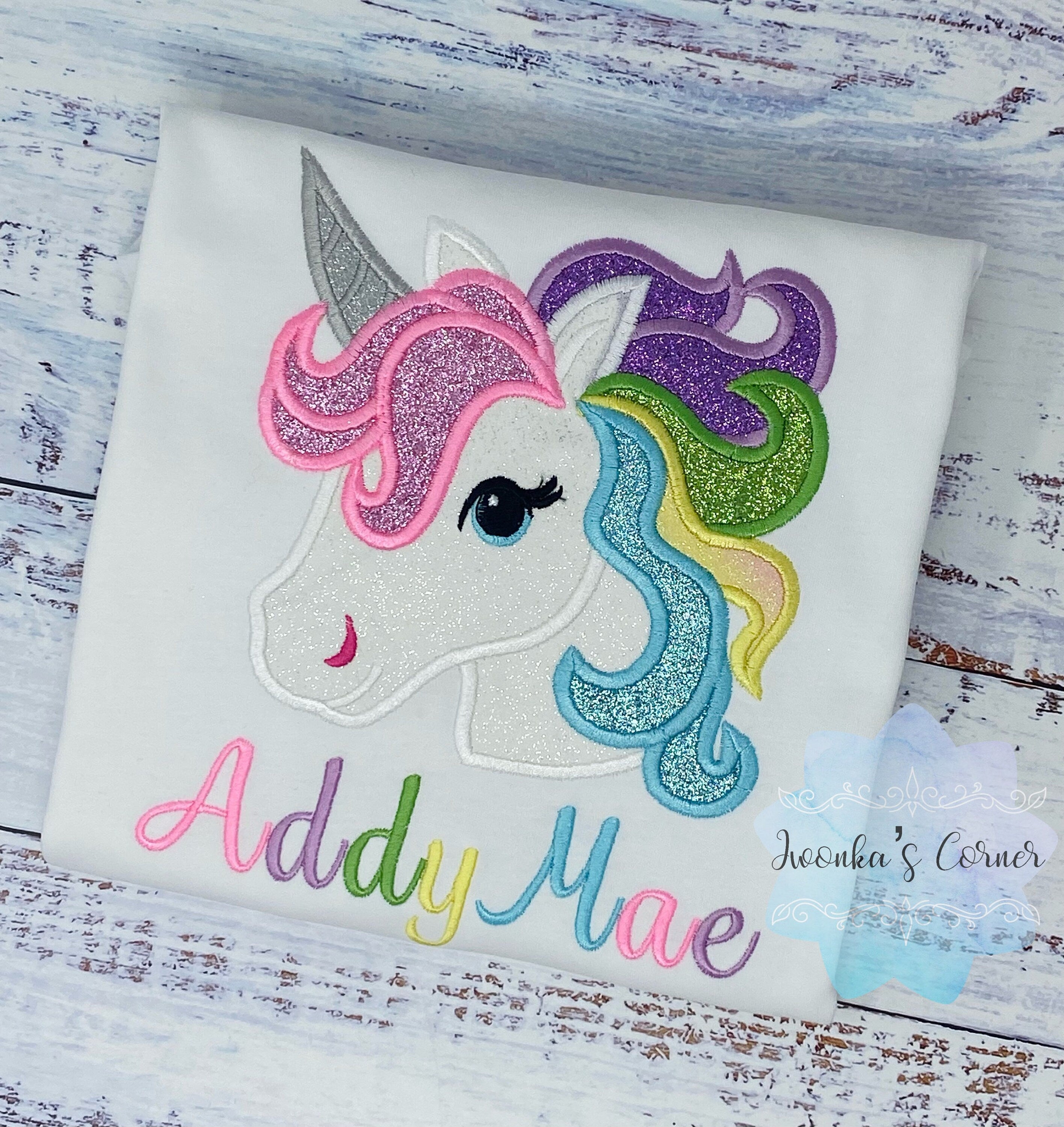 Girl Birthday Shirt with Unicorn, Any Age Birthday Pastel Unicorn Shirt, Unicorn No Number, Rainbow Unicorn outfit, Unicorn embroidery