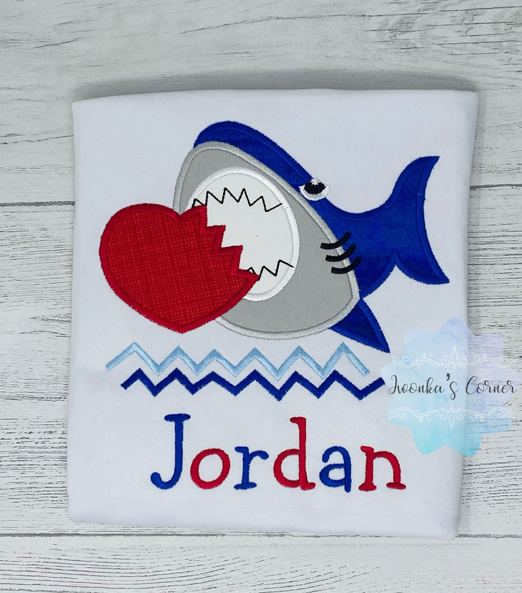 Shark Shirt - Boy Shirt with Shark- Valentines Shark Tee - Boys Valentines Shirt