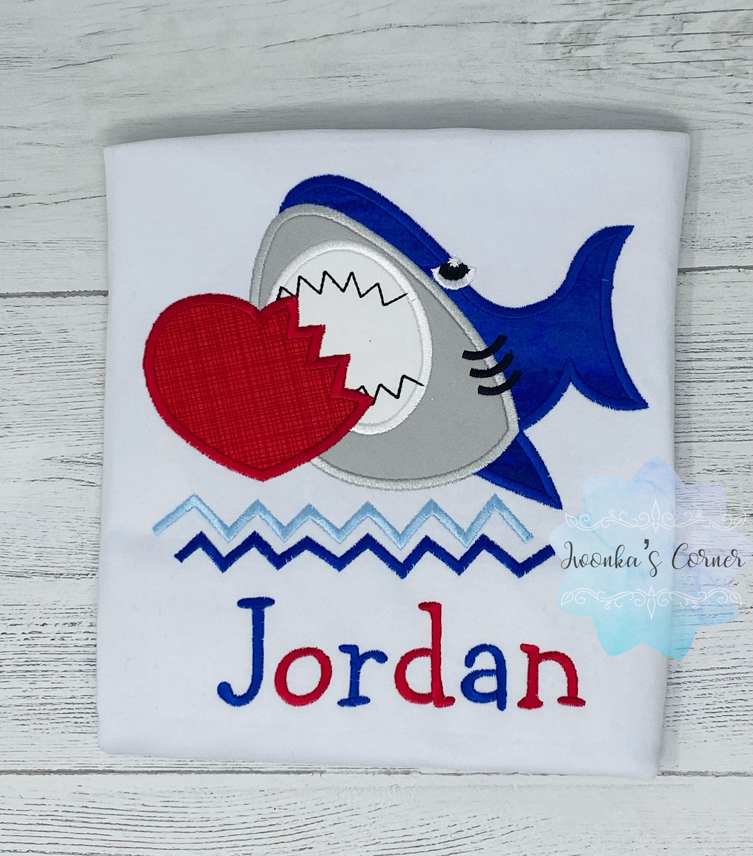 Shark Shirt - Boy Shirt with Shark- Valentines Shark Tee - Boys Valentines Shirt