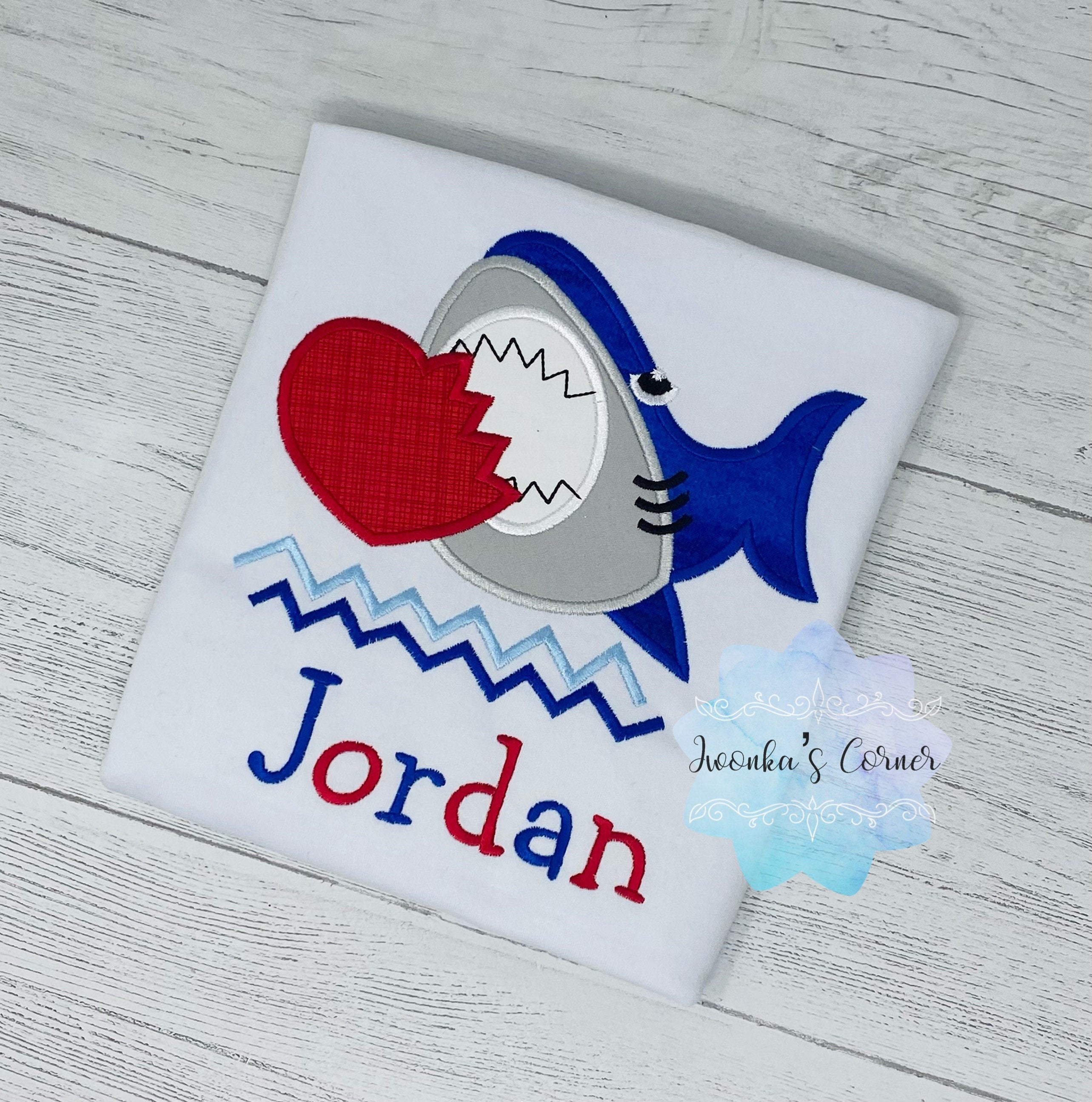 Shark Shirt - Boy Shirt with Shark- Valentines Shark Tee - Boys Valentines Shirt
