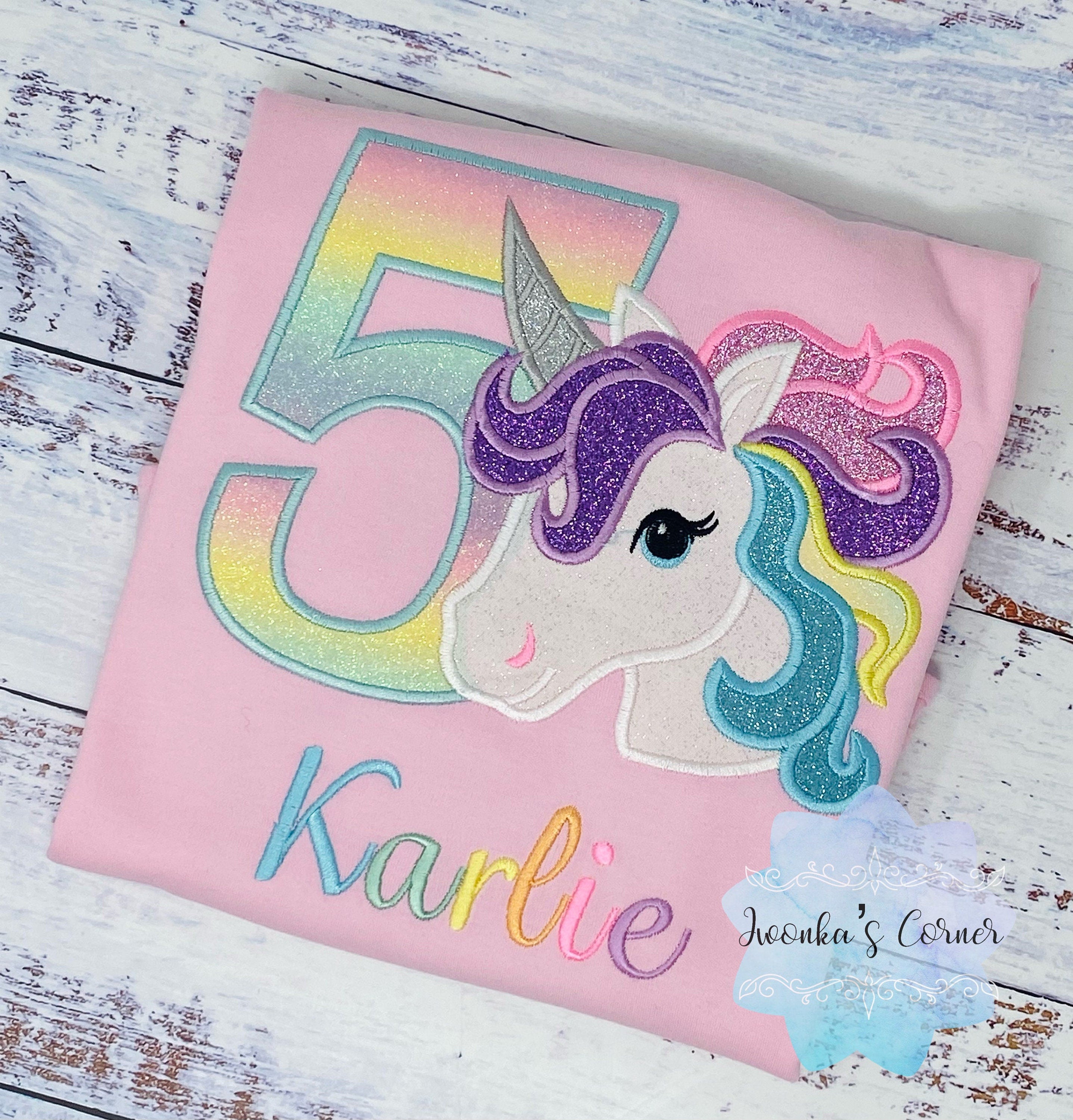 5th Birthday Pastel Unicorn Shirt, Girl Rainbow Pastel Unicorn Birthday Outfit, Unicorn birthday, Rainbow Unicorn outfit, Unicorn embroidery