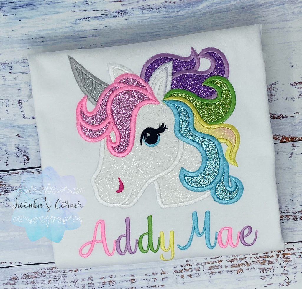Girl Birthday Shirt with Unicorn, Any Age Birthday Pastel Unicorn Shirt, Unicorn No Number, Rainbow Unicorn outfit, Unicorn embroidery