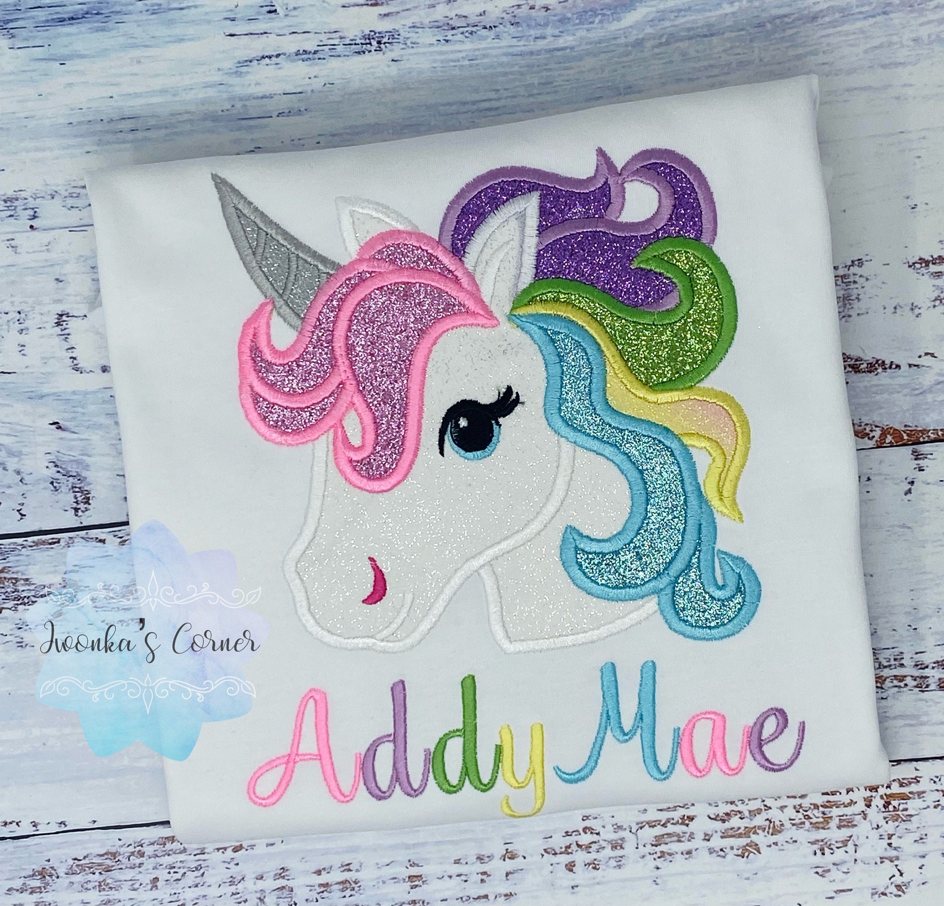 Girl Birthday Shirt with Unicorn, Any Age Birthday Pastel Unicorn Shirt, Unicorn No Number, Rainbow Unicorn outfit, Unicorn embroidery