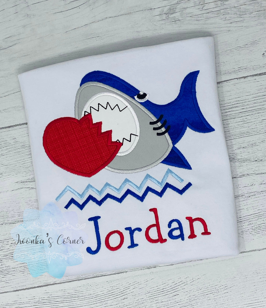 Shark Shirt - Boy Shirt with Shark- Valentines Shark Tee - Boys Valentines Shirt
