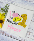 Girl 1st Bee Birthday shirt, Bee Honeycomb shirt, It’s My Bee Day Embroidery, Honeybee Personalized Outfit, Birthday Shirt with Bee
